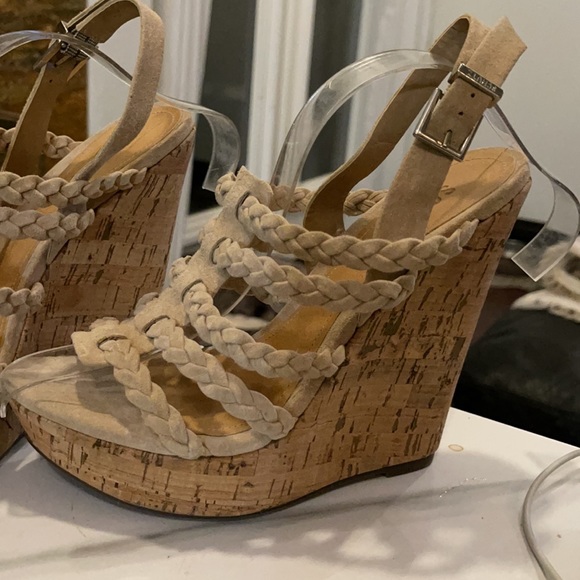 SCHUTZ Nanci nude strappy wedge cork heel SZ 7.5 - Picture 4 of 8